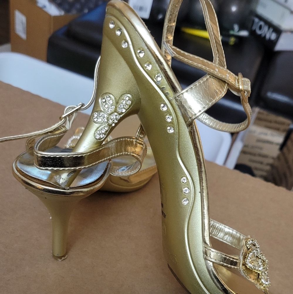 Gold Rhinestone Heels - Picture 9 of 11